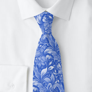 Royal Blue Botanical Batik Neck Tie