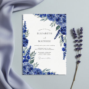 Royal Blue Botanical Whimsy Wedding Invitation