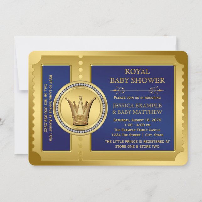 Royal Blue Boys Royal Baby Shower Invitation (Front)