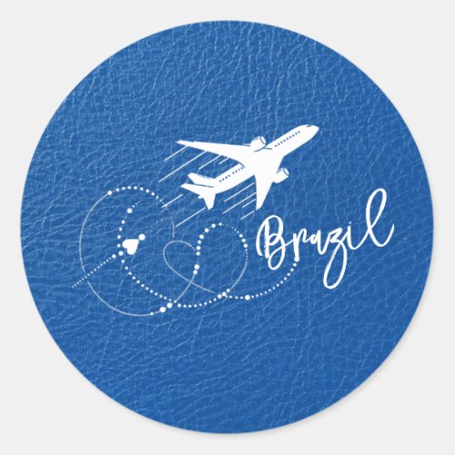 Royal Blue Brazil Passport Classic Round Sticker