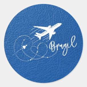 Royal Blue Brazil Passport Classic Round Sticker