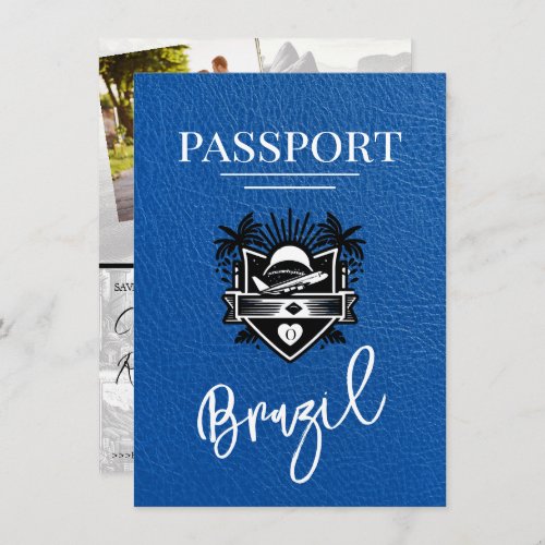 Royal Blue Brazil Passport Save the Date