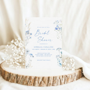 Royal Blue Bridal Shower Blue Garden Flower Invitation