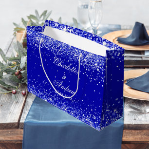 Royal blue bride groom wedding large gift bag