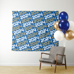 Royal Blue & Bronze Gold Graduation Backdrop