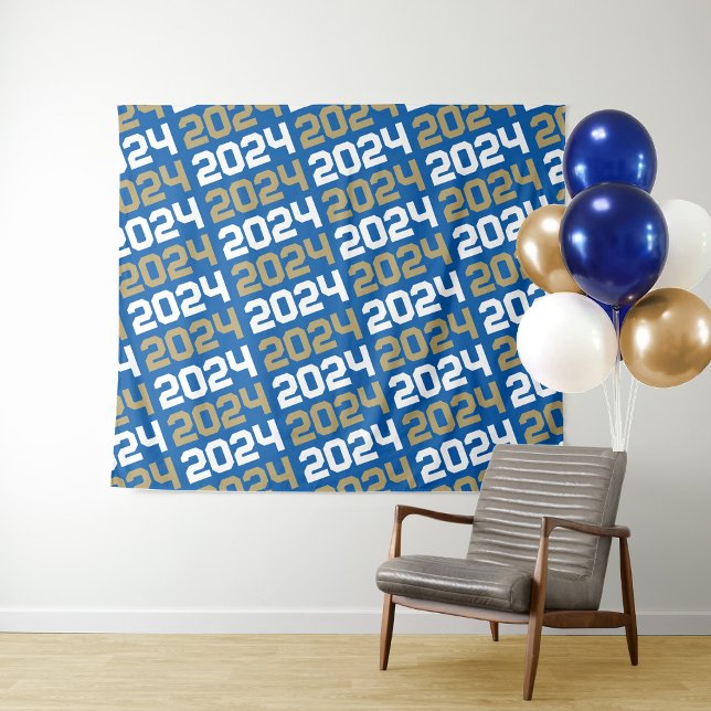 Royal Blue & Bronze Gold Graduation Backdrop (Creator Uploaded)