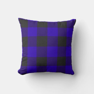 Royal Blue Buffalo Plaid Check Accent Throw Pillow