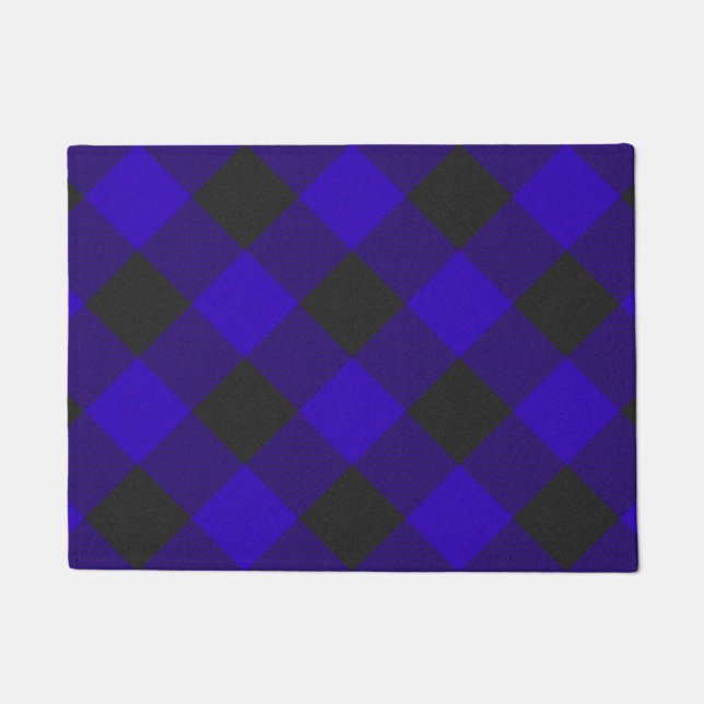 Royal Blue Buffalo Plaid Entry Decor Doormat (Front)