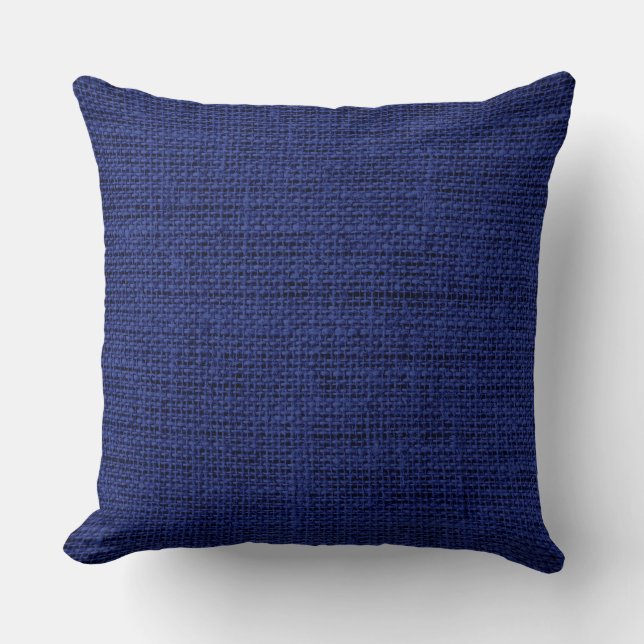 Royal blue Burlap Rustic Linen Throw Pillow (Front)