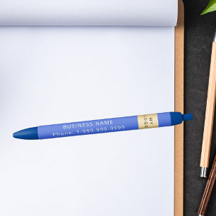 Royal blue business company logo name phone pen