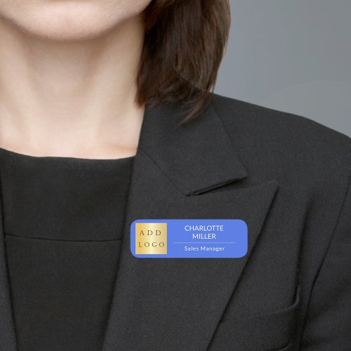 Royal blue business logo employee modern name tag