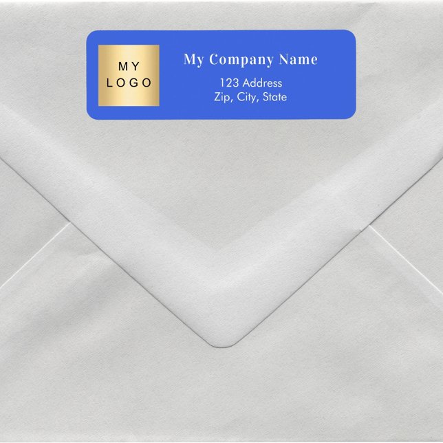 Royal blue business logo return address label (Creator Uploaded)