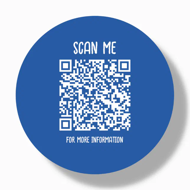 Royal Blue | Business QR Code Scannable Classic Round Sticker | Zazzle