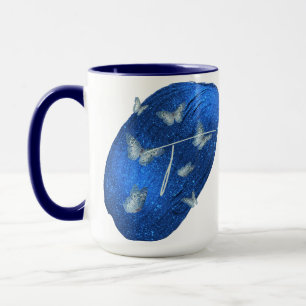 Royal Blue Butterflies Initials Letter T Monogram  Mug