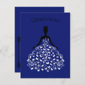 Royal Blue Butterfly Gown Quinceanera Invitation (Front/Back)
