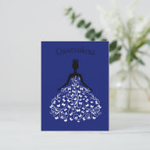 Royal Blue Butterfly Gown Quinceanera Invitation (Standing Front)