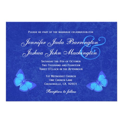 Royal Blue Butterfly Wedding Invitations 5