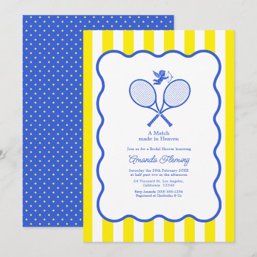 Royal Blue & Canary Yellow Tennis Bridal Shower Invitation