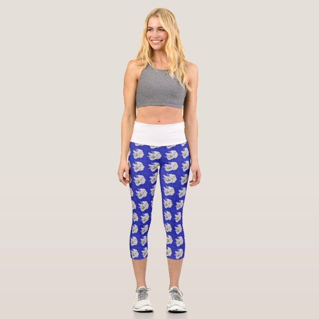 Royal Blue Capris with White Orchids (Front)