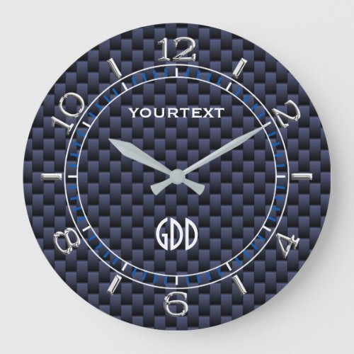 Royal Blue Carbon Fiber Style Personalized Dial Large Clock