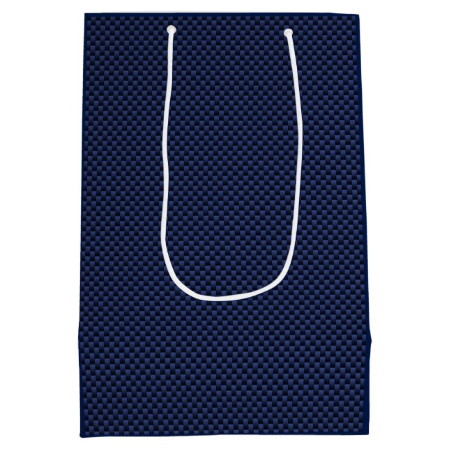 Royal Blue Carbon Fiber Style Weave Print Medium Gift Bag (Back)