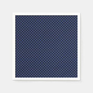 Royal Blue Carbon Fiber Style Weave Print Paper Napkins