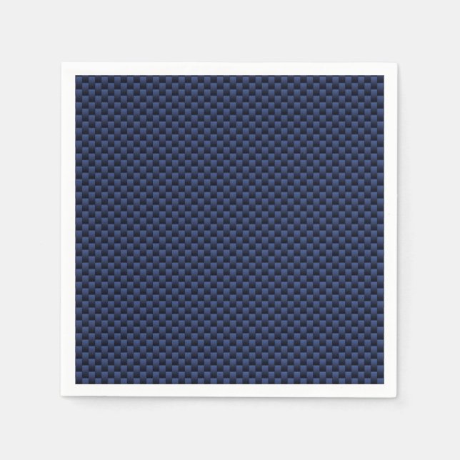 Royal Blue Carbon Fiber Style Weave Print Paper Napkins (Front)