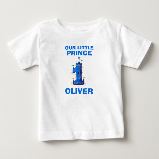 Royal Blue Castle First Birthday Baby T-Shirt (Front)