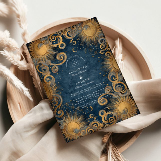 Royal Blue Celestial Wedding Invitation (Creator Uploaded)