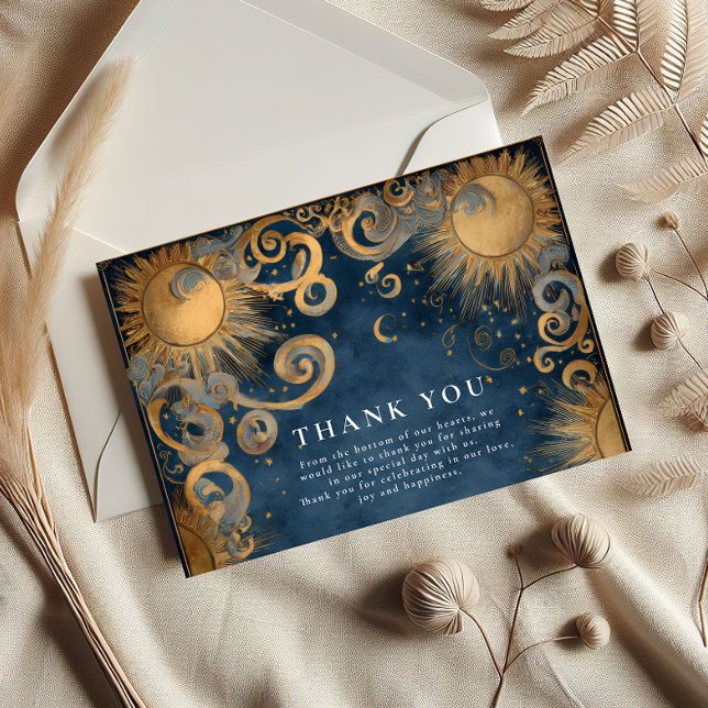 Royal Blue Celestial Wedding Thank You Card (Creator Uploaded)