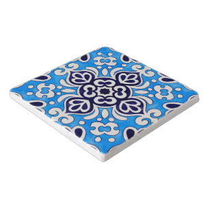 Royal Blue Ceramic Classic Geometric Mosaic Trivet