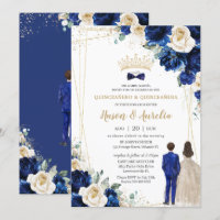 Royal Blue Champagne Twins Boy Girl Quinceañera