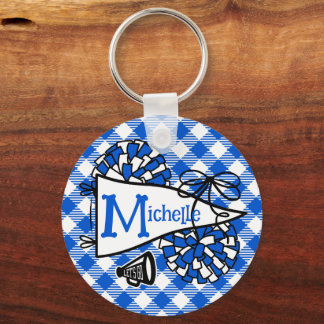 Royal Blue Cheer Pennant Personalized Bag Tag Keychain