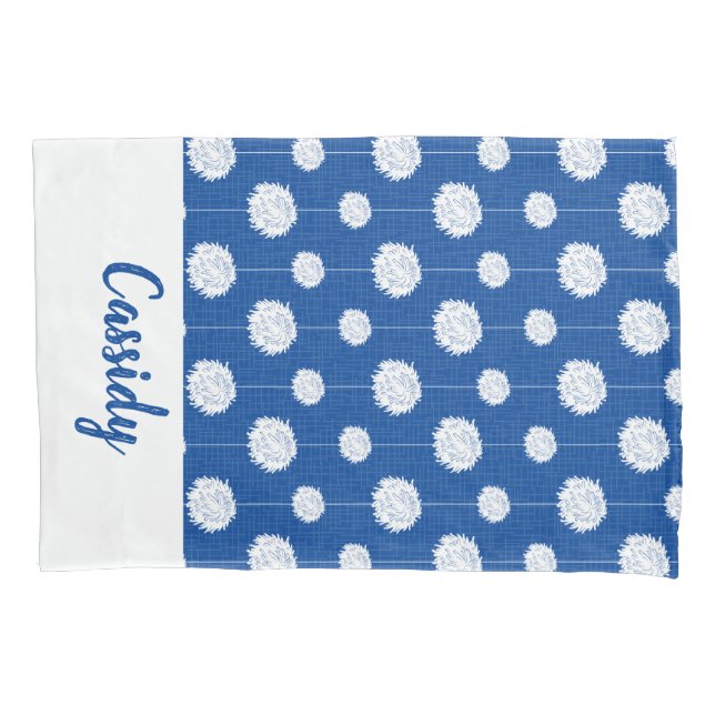 Royal Blue Cheerleader Pom Pom Pattern Pillow Case (Front)