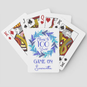 Royal Blue Cheers to 100 Years Birthday Party Poker Cards