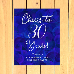 Royal Blue Cheers to 30 Years Birthday Welcome Foam Board