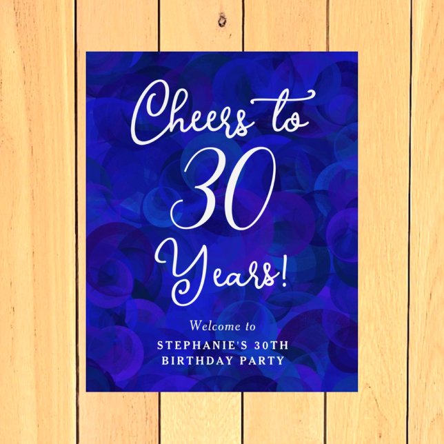 Royal Blue Cheers to 30 Years Birthday Welcome Foam Board (Creator Uploaded)