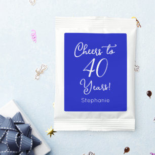 Royal Blue Cheers to 40 Years 40th Birthday Party Hot Chocolate Drink Mix