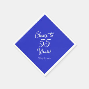 Royal Blue Cheers to 55 Years 55th Birthday Party Napkins