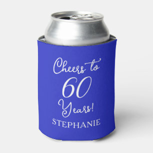 Royal Blue Cheers to 60 Years 60th Birthday Can Cooler