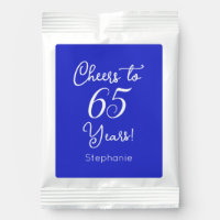 Royal Blue Cheers to 65 Years 65th Birthday Favor