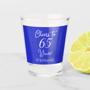 Royal Blue Cheers to 65 Years 65th Birthday Party Shot Glass