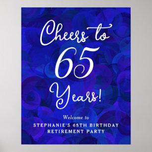 Royal Blue Cheers to 65 Years Birthday Retirement Poster