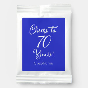 Royal Blue Cheers to 70 Years 70th Birthday Favor Hot Chocolate Drink Mix