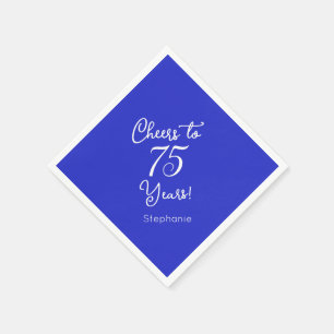 Royal Blue Cheers to 75 Years 75th Birthday Party Napkins