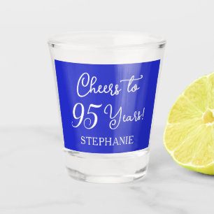 Royal Blue Cheers to 95 Years 95th Birthday Party Shot Glass