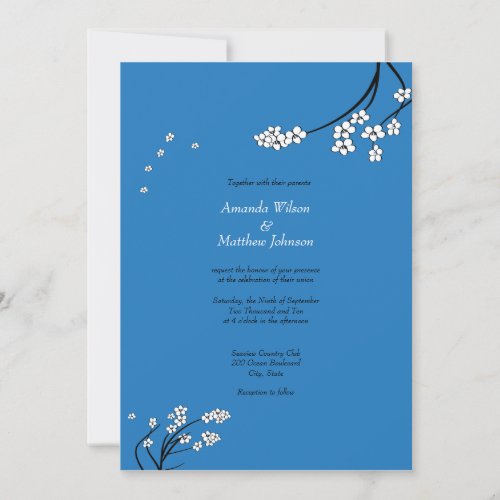 Royal Blue Cherry Blossom Wedding Invitations