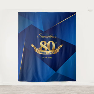 Royal blue chic modern 80th birthday backdrop