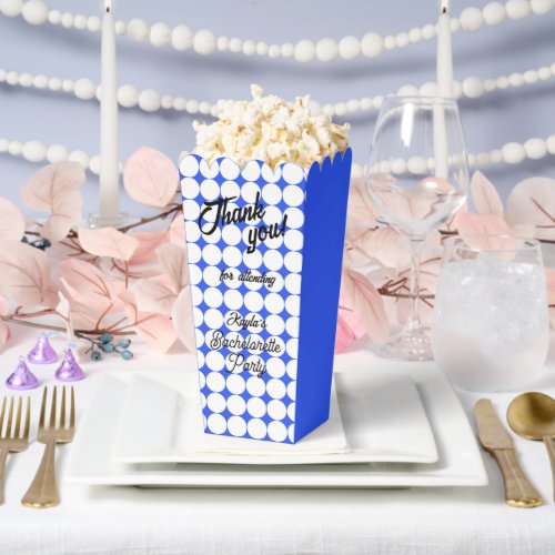 Royal Blue Circle Pattern Bachelorette Party Favor Boxes