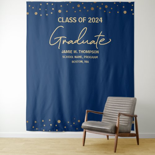 Royal blue Class of 2024 backdrop graduation